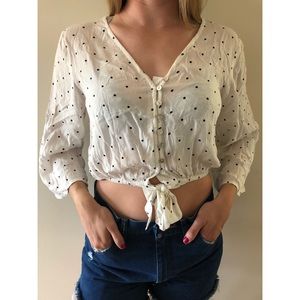 Polka-dot Tied Crop Top